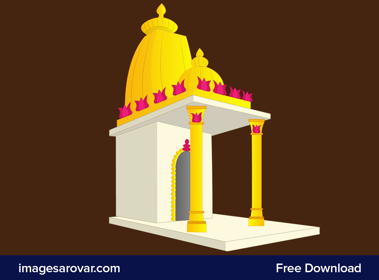 free vector illustration of indian traditional hindu temple