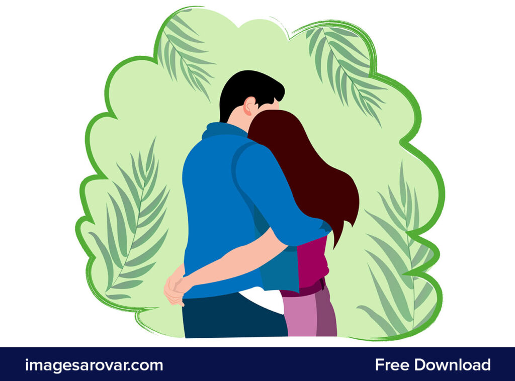 Hugging couple flat illustration clipart vector image