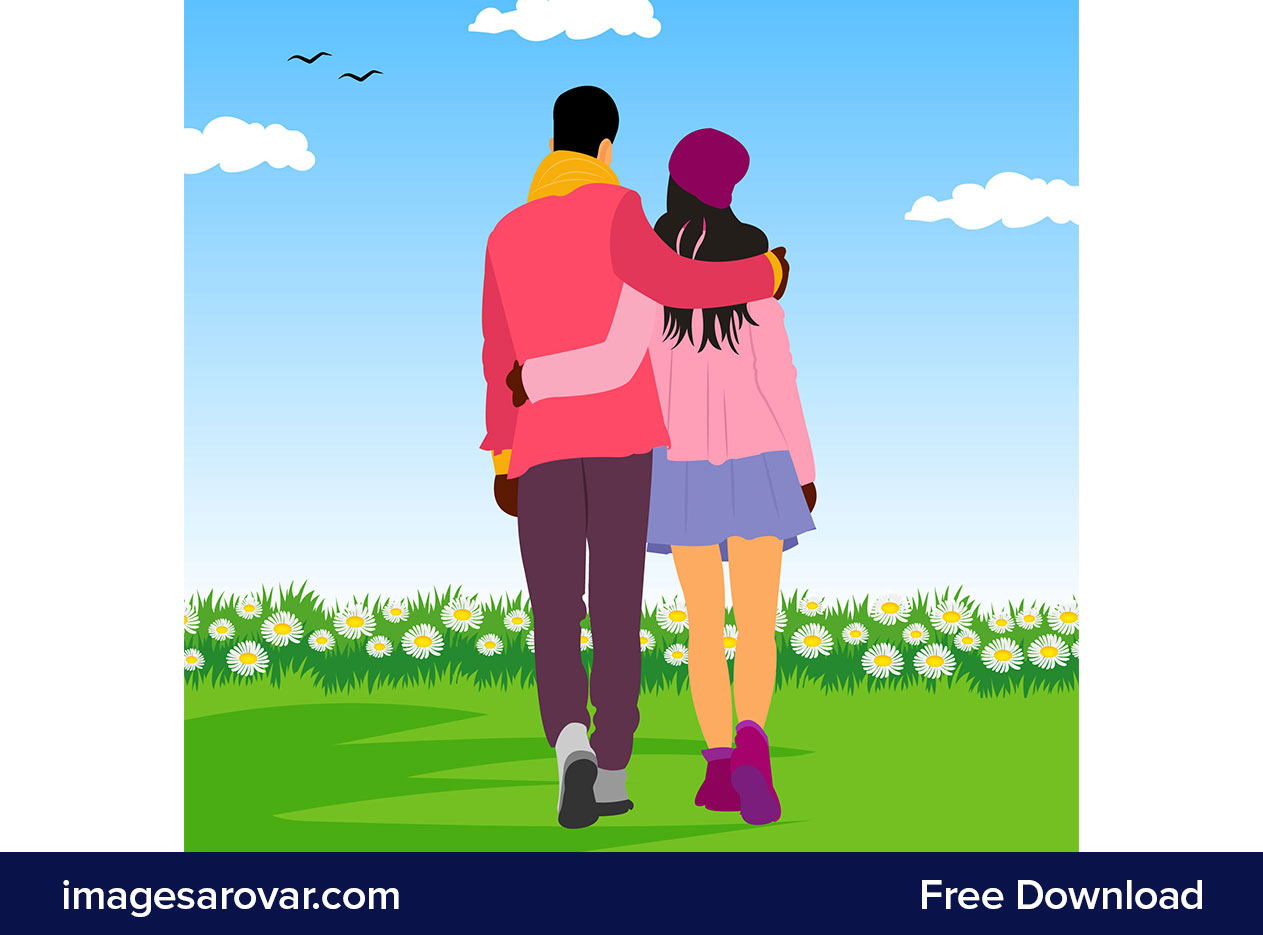 valentines day loving couple illustration clipart vector image