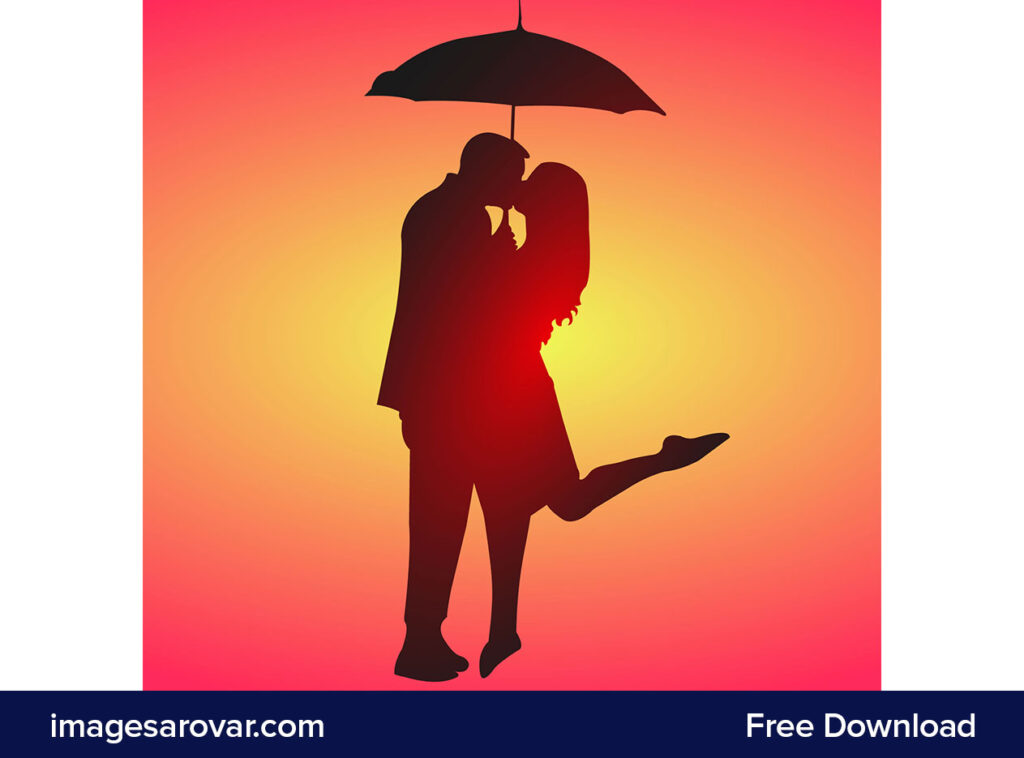 Kissing couple silhouette in love valentines day illustration vector image