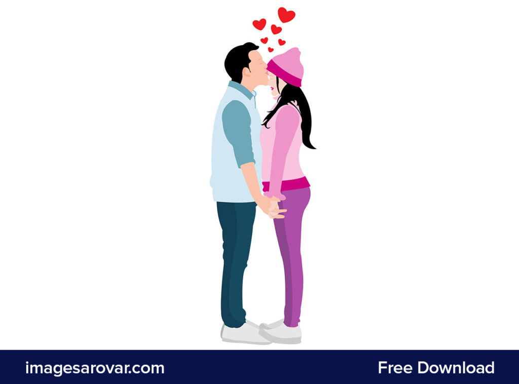 Valentines day romantic kissing couple clipart vector image