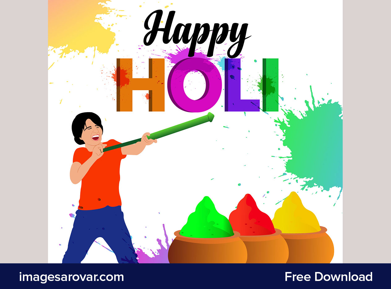 colorful happy holi wishes greeting vector illustration