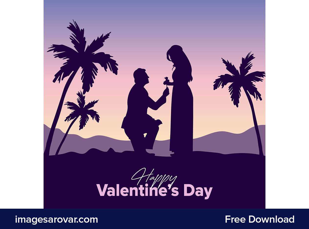 happy valentines day couple in love silhouette vector image free download