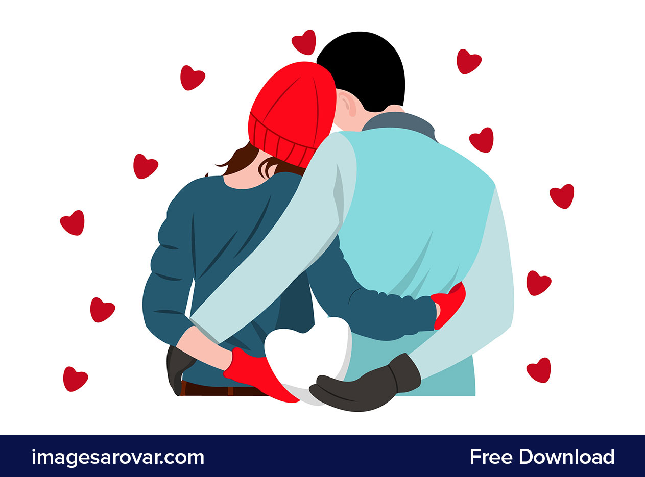 valentines day hugging couple illustration vector image