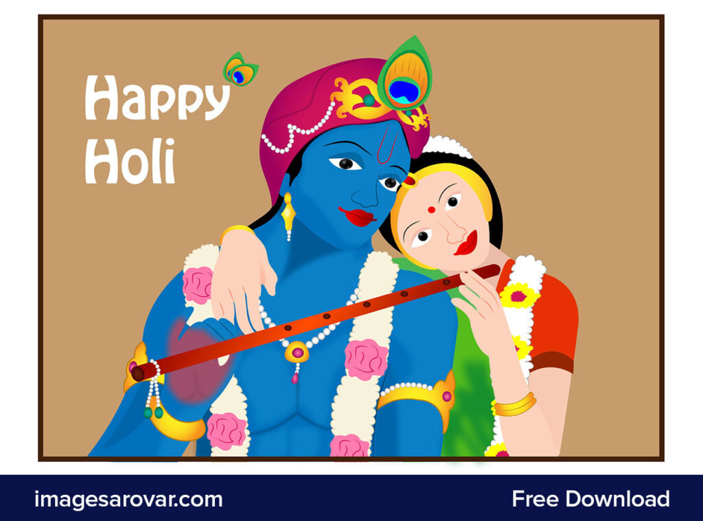 Radha krishna happy holi vector illustration free download
