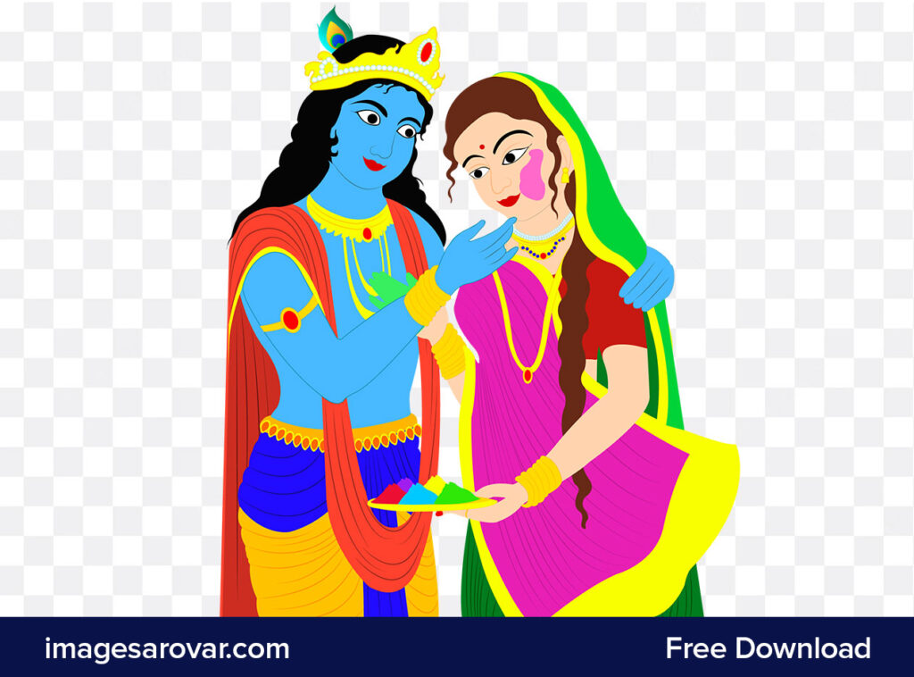Happy holi radha krishna png vector illustration free download