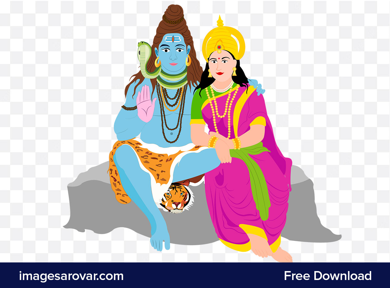 lord shiva and parvati vector illustration clipart png image