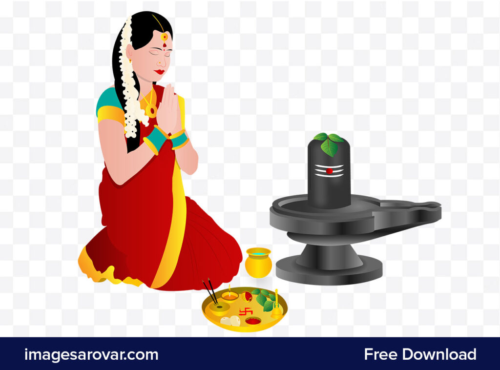 Mahashivratri festival women worshipping lord shiva png vector illustration