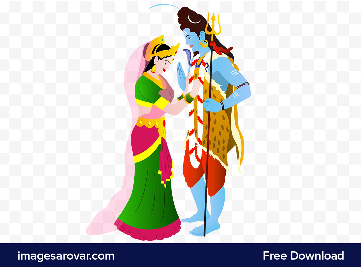 lord shiva and goddess parvati marriage clipart png vector illustration
