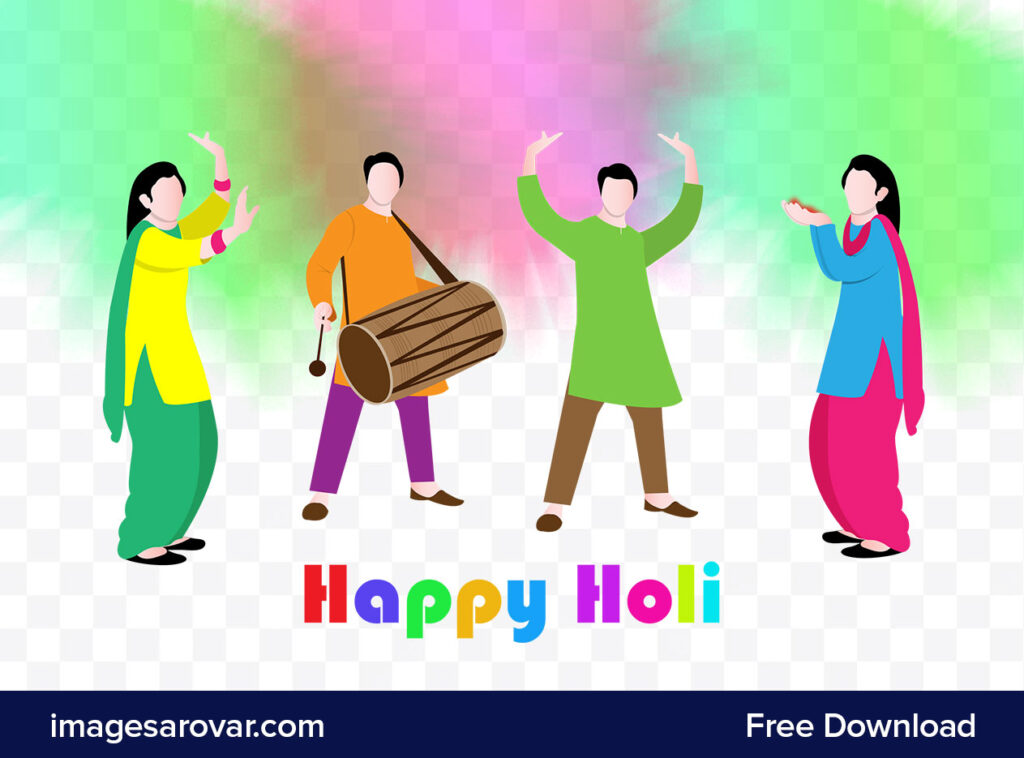 Happy holi celebration background png vector illustration