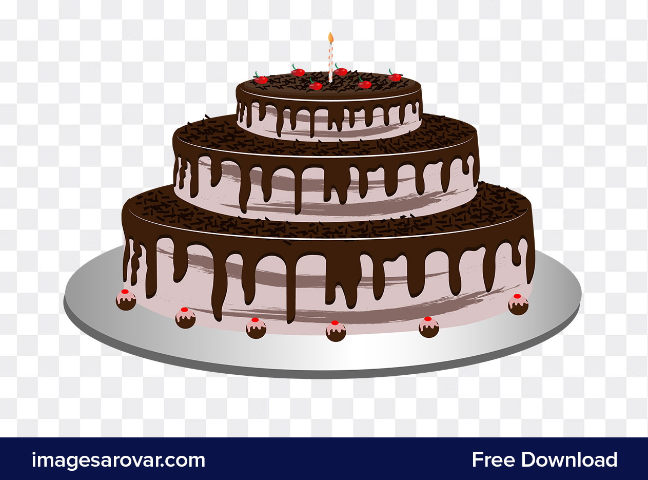 happy birthday chocolate cake png vector clipart illustration