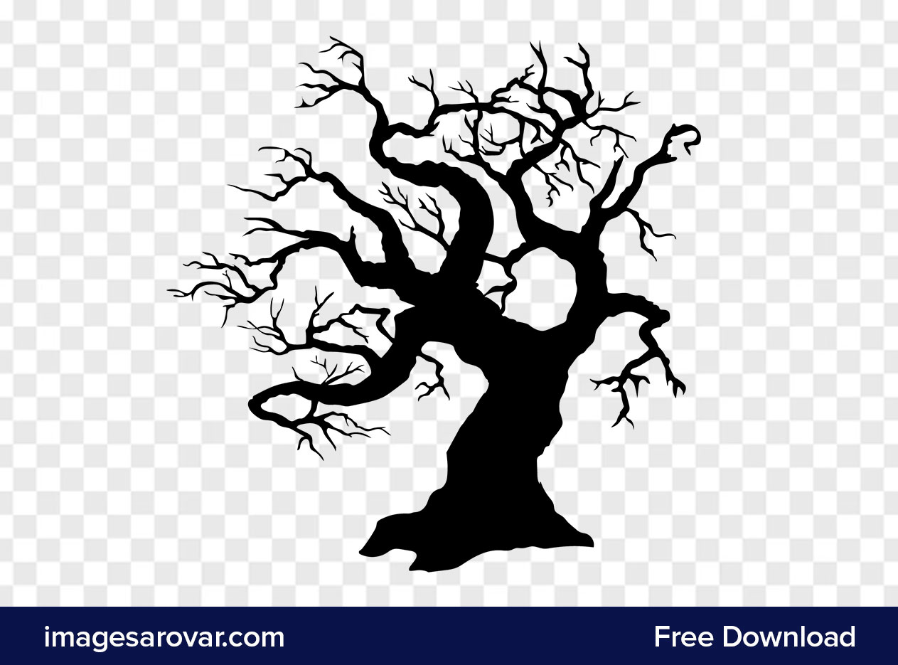 halloween tree silhouette vector illustration png free download