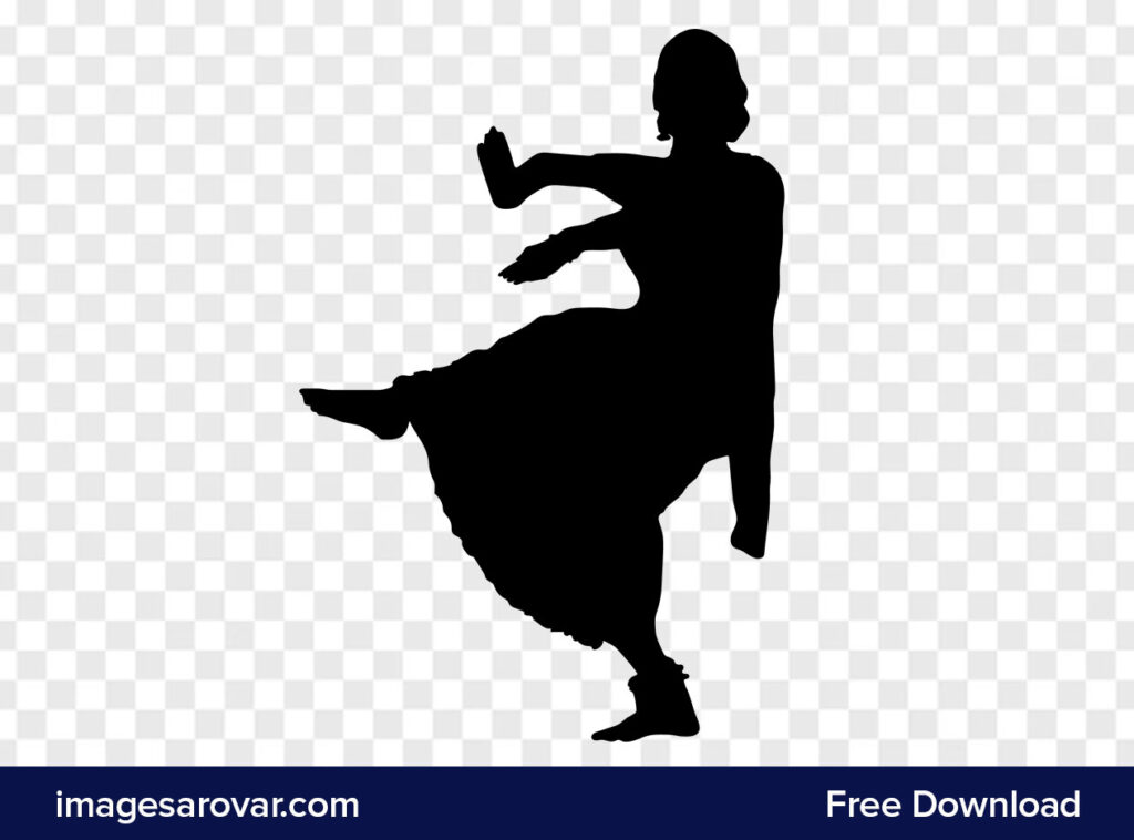 Traditional Indian Woman Dance Silhouette Vector Illustration Free ...