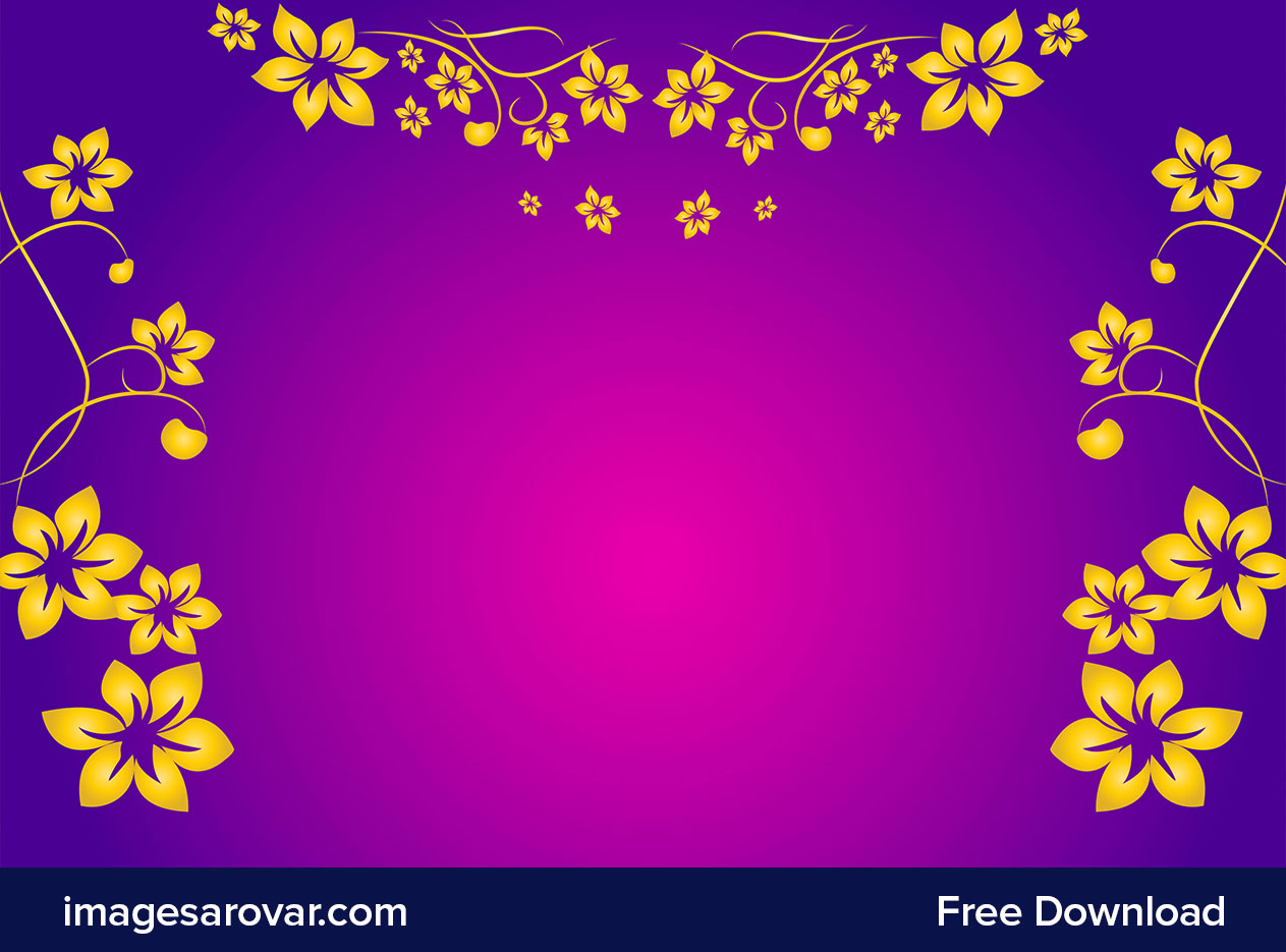 traditional floral purple background with golden flowers