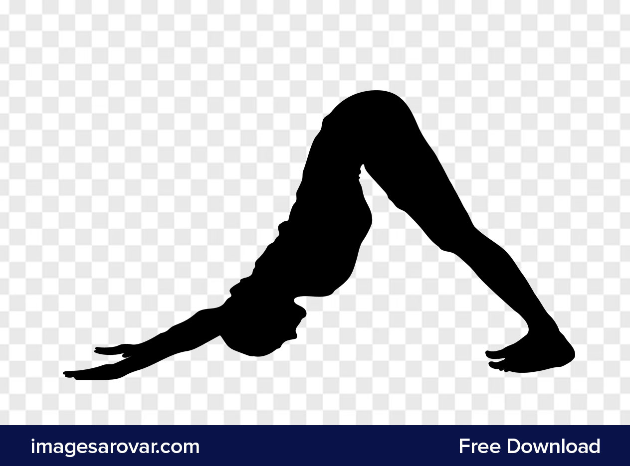 Silhouette Of a Woman Doing Downward Facing Dog Pose Vector Illustration Png Transparent Free Download