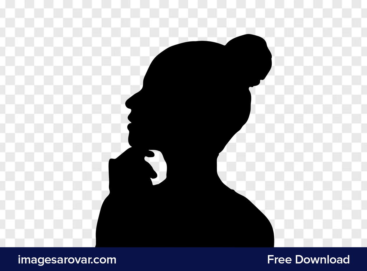 side view of a young woman silhouette vector clipart png free download
