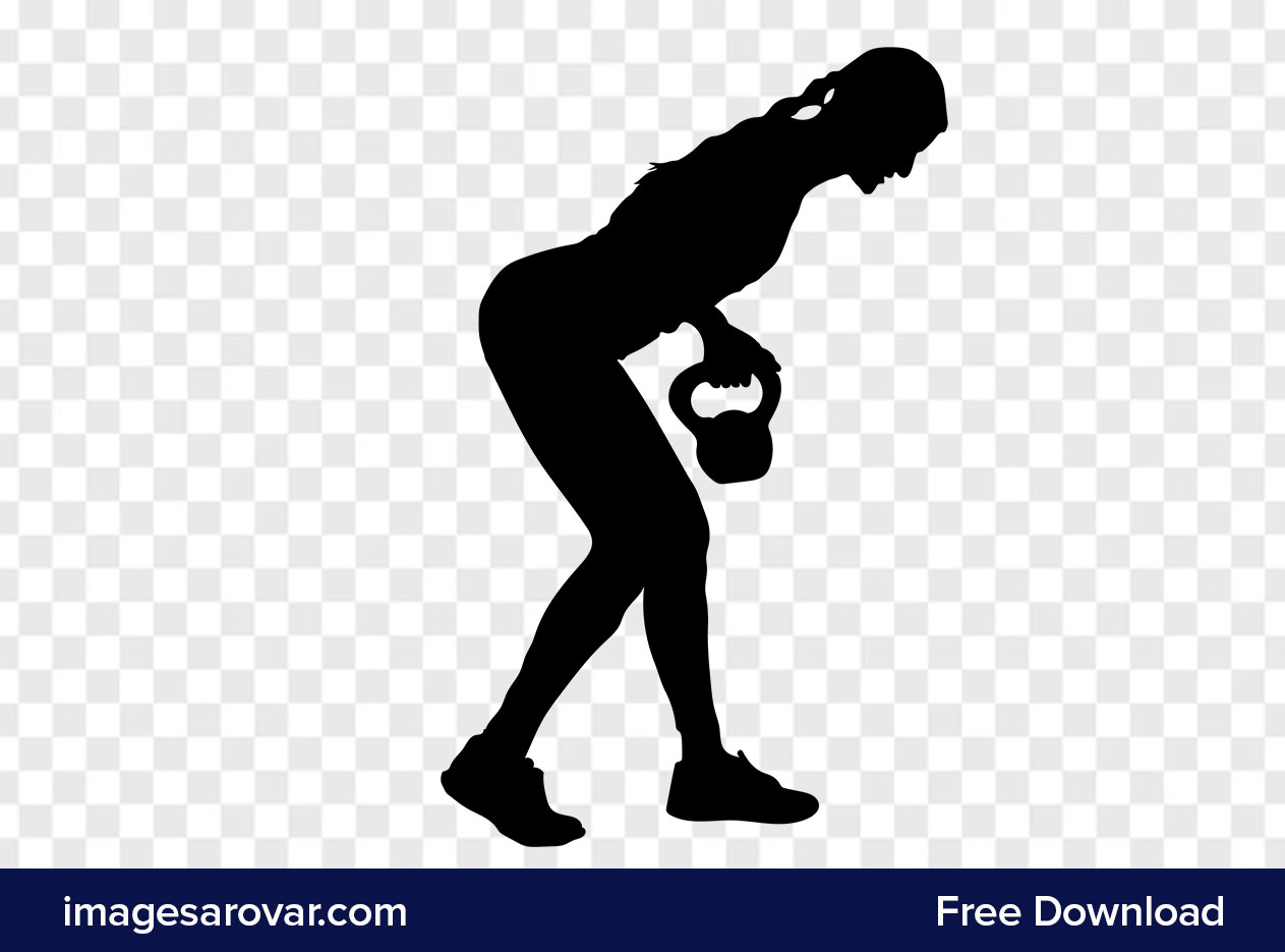 silhouette of women kettlebell workout vector clipart png image free download