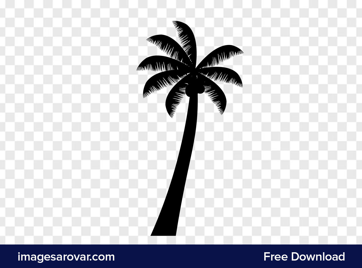 coconut tree silhouette vector illustration png with transparent background free download