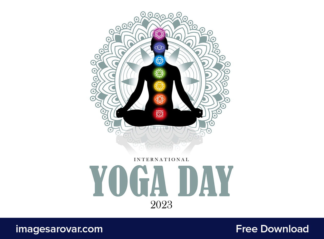meditation yoga with seven chakras vector illustration free download