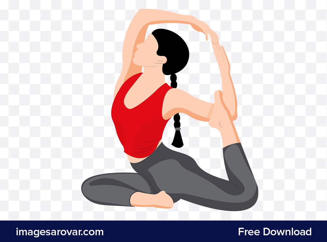 young girl doing yoga vector clipart png free download