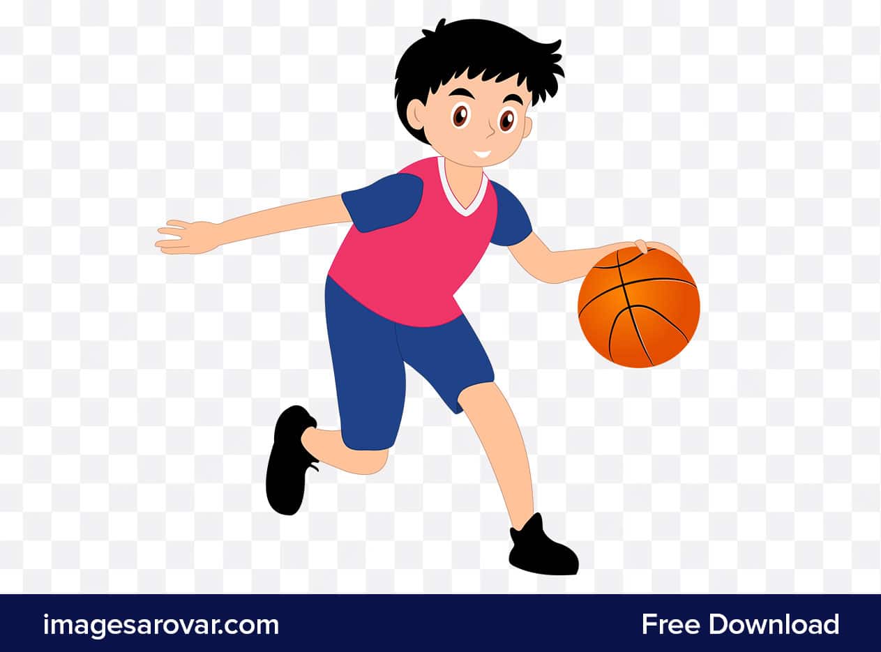cute boy playing basketball cartoon clipart png free download