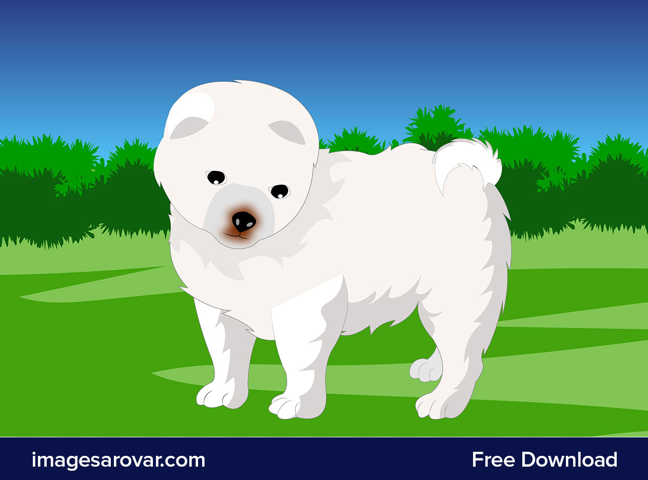 white cute dog cartoon clipart vector png free download