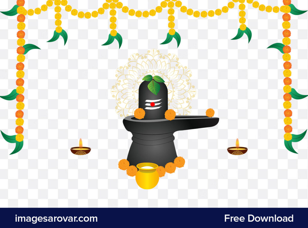 Lord Shiva Shivling With Flower Decoration Vector Png Clipart Free Download