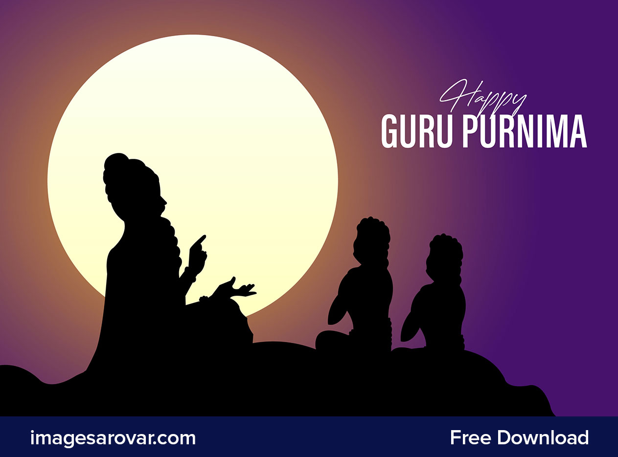 happy guru purnima silhouette vector design free download