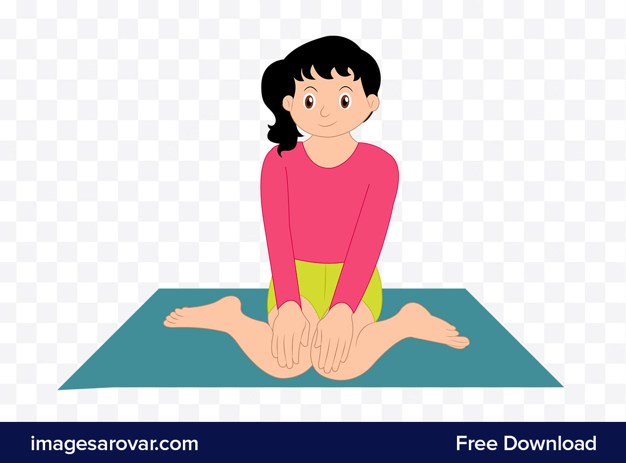 cute little girl doing yoga cartoon png vector free download