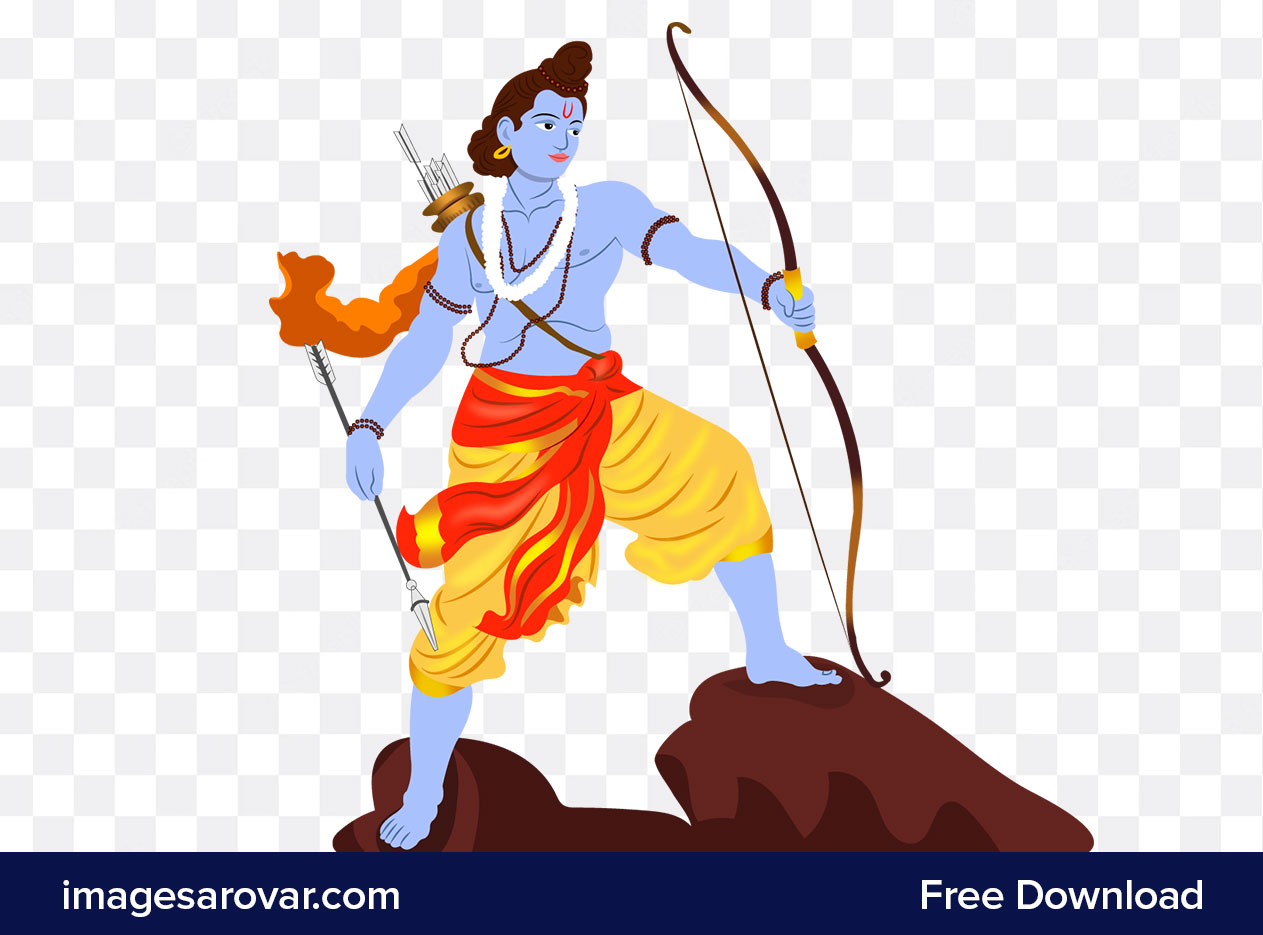 lord shri rama with bow and arrow png vector illustration free download