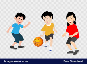 Three Children Playing Basketball Clipart Vector Png Free Download ...