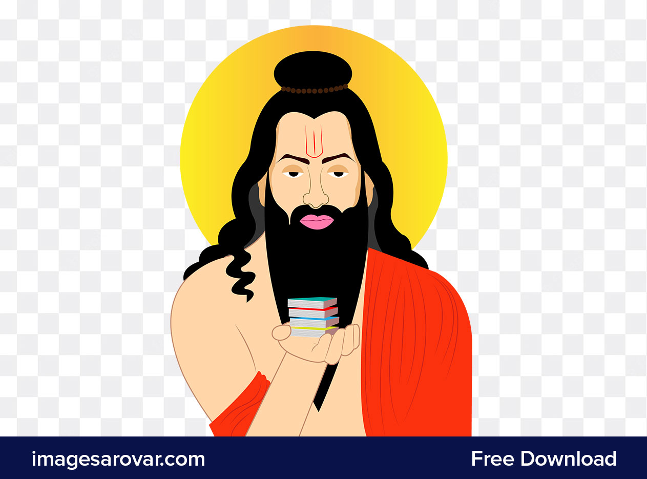 guru holding vedas vector illustration png image free download