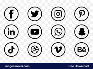Black And White Social Media Icons In Circle Vector Png Free Download ...
