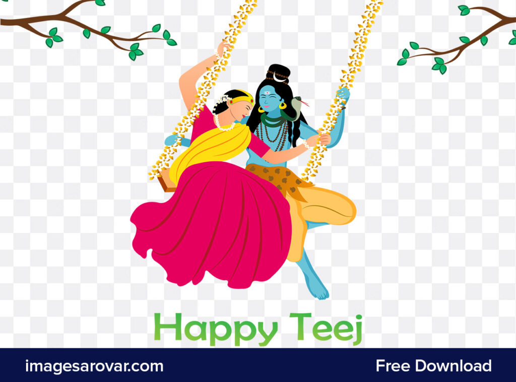 Hariyali Teej Clipart | Lord Shiva And Parvati Is Swinging On The Swing Vector Clipart Png Free Download