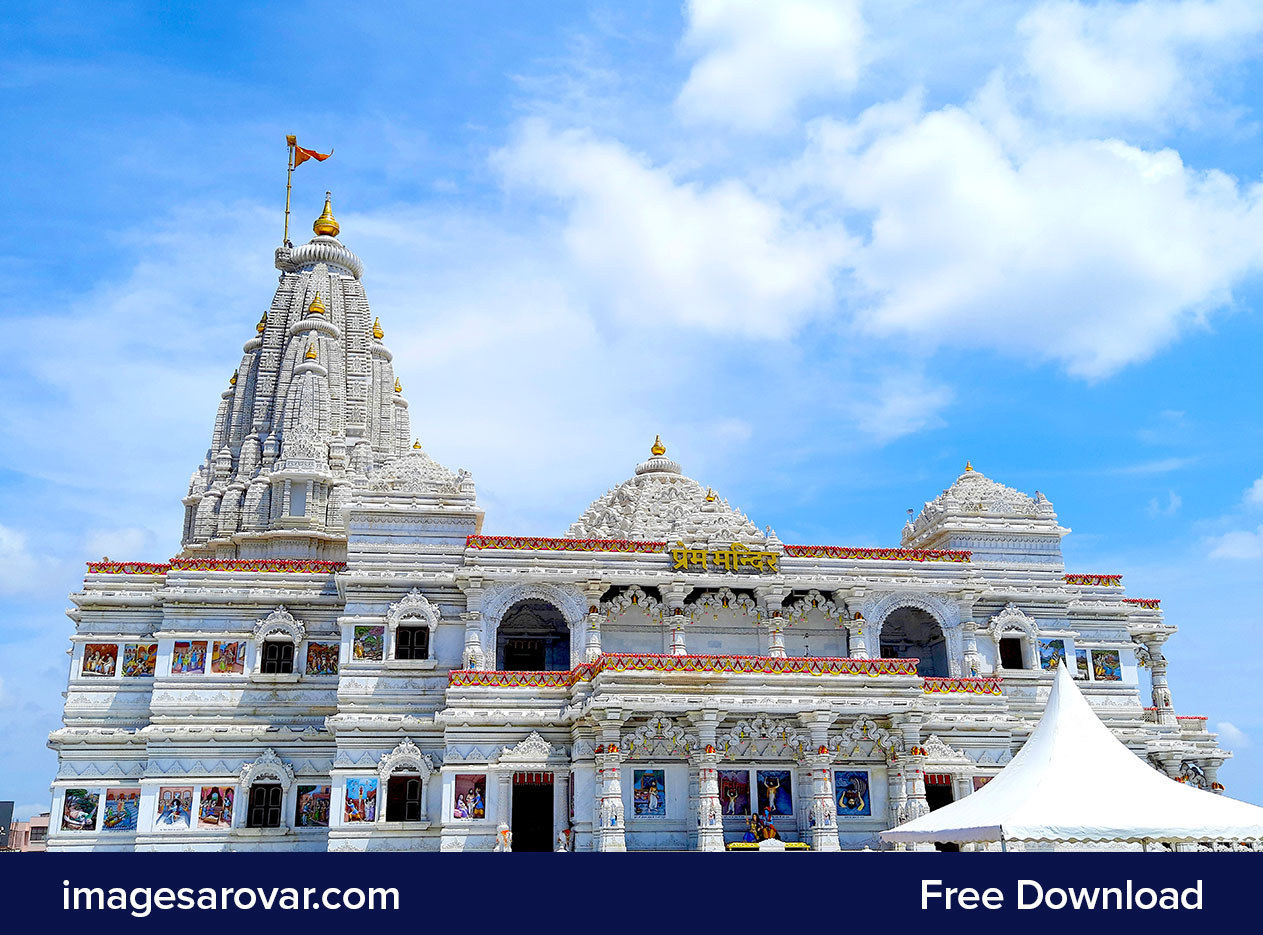 prem mandir krishna temple vrindavan stock photo free download