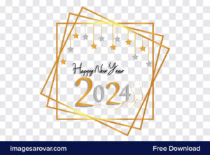 happy new year 2024 golden vector png free download