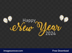 golden happy new year 2024 png vector free download