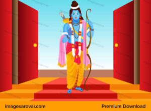 beautiful illustration of lord shri ram entering in temple