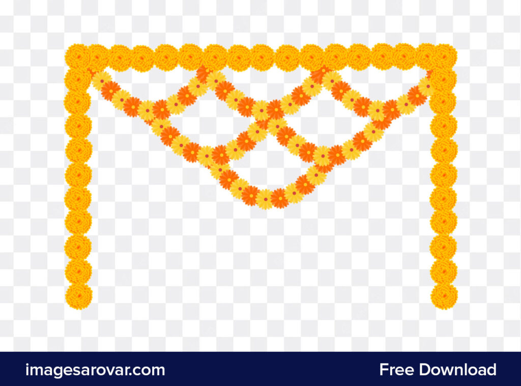 Marigold Flower Toran Decoration Vector Illustration Png Free Download