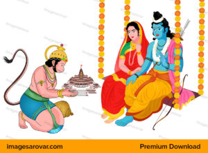 lord hanuman gifted ram temple to shri ram vector illustration