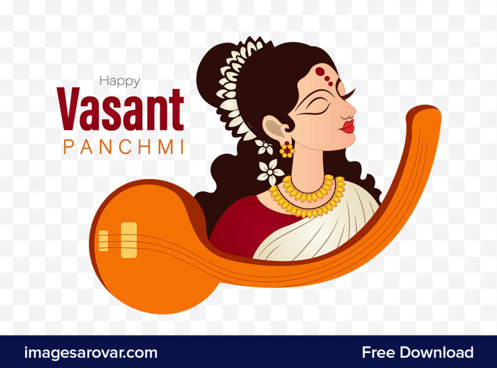 Happy Vasant Panchami Vector Image With Maa Saraswati Face Free Download